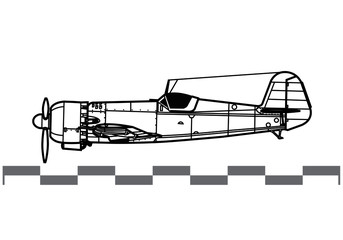 IAR 80. World War 2 combat aircraft. Side view. Image for illustration and infographics.