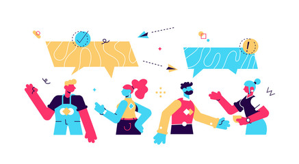 Businessmen discuss social network, news