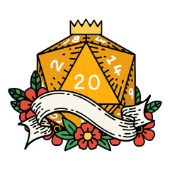 natural twenty D20 dice roll illustration