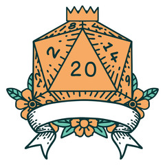 natural 20 critical hit D20 dice roll illustration