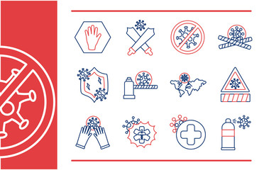 bundle of stop covid19 icons