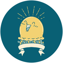 icon of tattoo style happy jellyfish