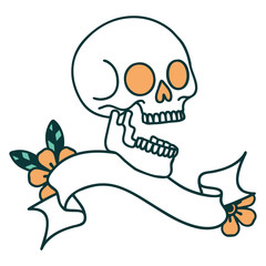 tattoo with banner of a skull