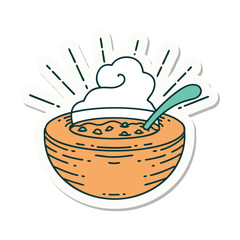 sticker of tattoo style bowl of soup