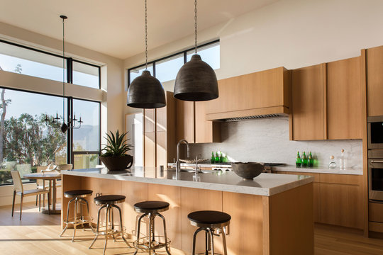 modern kitchen with table