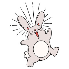 traditional tattoo style prancing rabbit
