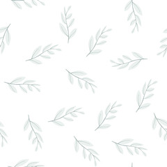 Fototapeta premium Vector gray twigs on white background. Vector monochrome seamless pattern. For fabric, wallpaper, wrapper, logo, packaging, scrapbooking