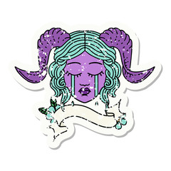 tiefling character face  grunge sticker
