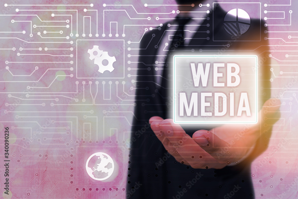 Poster conceptual hand writing showing web media. concept meaning audio and visual forms of communication p
