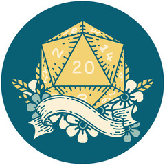 natural twenty D20 dice roll illustration