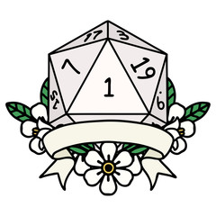 natural one d20 dice roll illustration