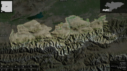 Batken, Kyrgyzstan - composition. Satellite