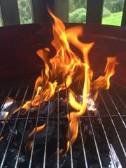 barbecue on fire