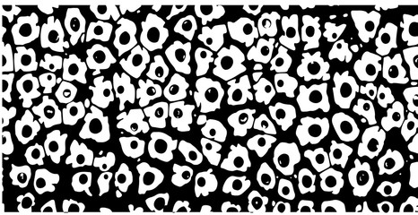 vector illustration corona virus infects living cells on black and white background