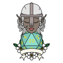 elf fighter with natural 20 dice roll illustration