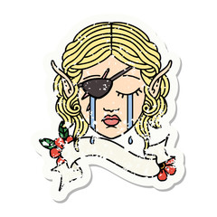 crying elf rogue character face grunge sticker