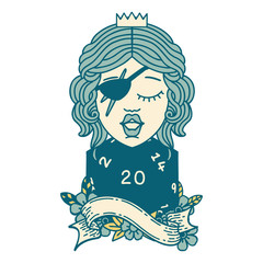 human rogue with natural twenty dice roll illustration
