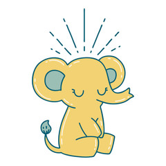traditional tattoo style cute elephant