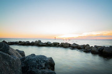 Channel In Between Two Rock Barriers on the Ocean Off the Beach at Corolla, North Carolina