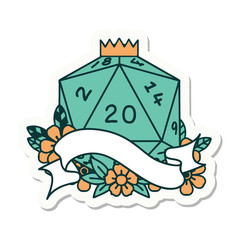 natural twenty D20 dice roll sticker