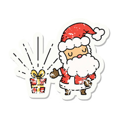 grunge sticker of tattoo style santa claus christmas character