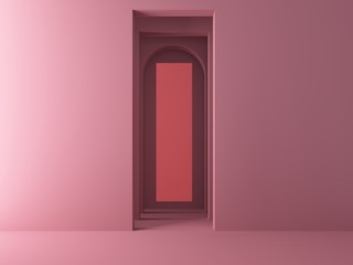 3d render of modern abstract spac in pink background color