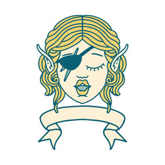 elf rogue character face with banner illustration