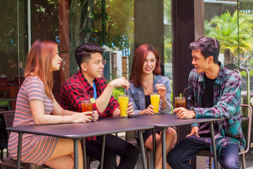 Young people enjoying leisure time together