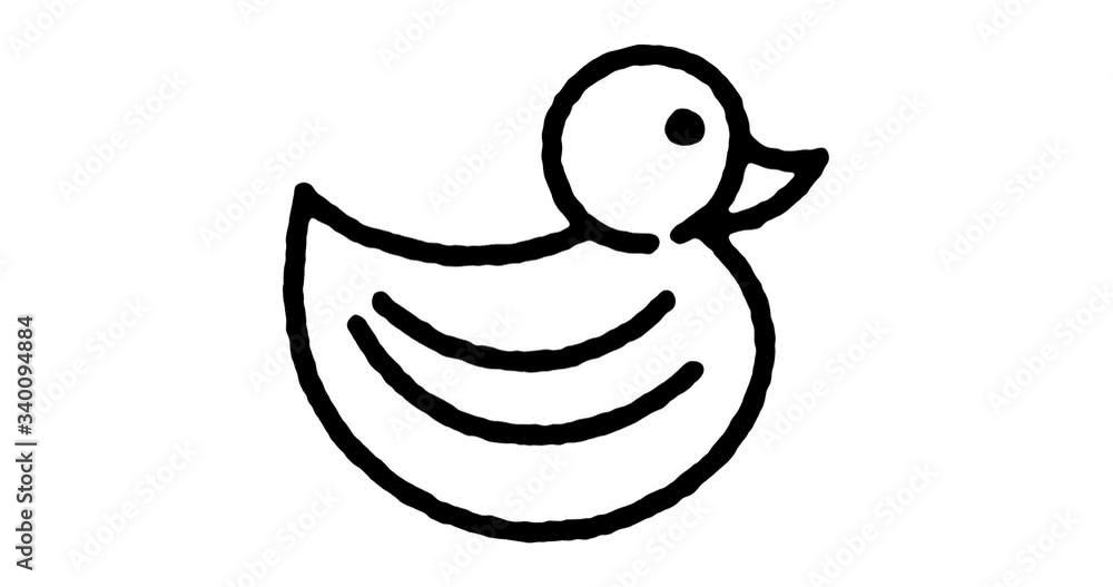 Poster hand drawn doodle icon animation for rubber duck toy to use as video design element. minimalistic sy