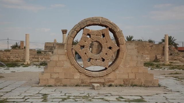 A window at Hisham's Palace is an early Islamic archaeological site north of the town of Jericho in the West Bank. It consists of three main parts: a palace, an ornate bath complex