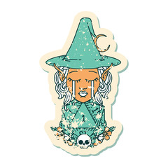 crying elf witch with natural one D20 roll illustration