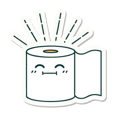 sticker of tattoo style toilet paper character