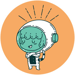 icon of tattoo style woman in astronaut suit © lineartestpilot