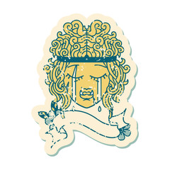 crying orc barbarian character face illustration