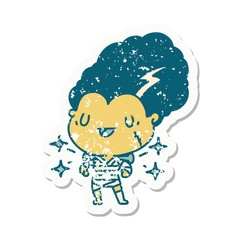 grunge sticker of tattoo style undead zombie bride character