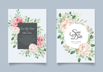 wedding invitation card with floral designs