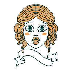 tattoo with banner of female face