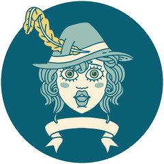 human bard character with banner illustration