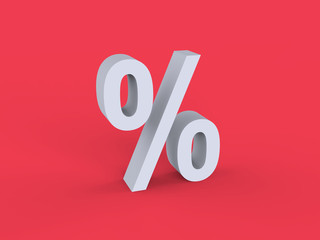 3d rendering of a percent sign on red background
