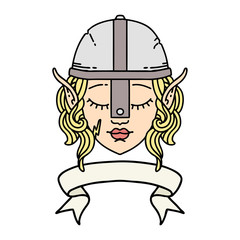 elf fighter character face with banner illustration