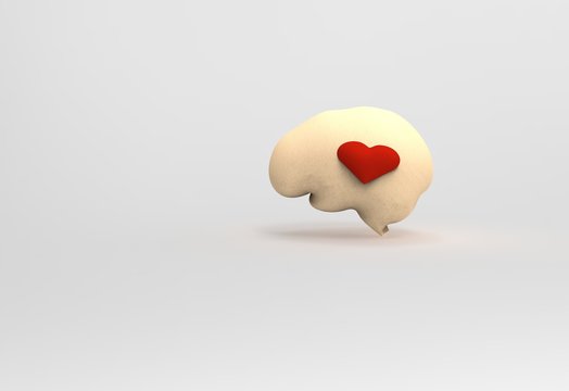Emotional intelligence concept , heart inside a brain mindfulness