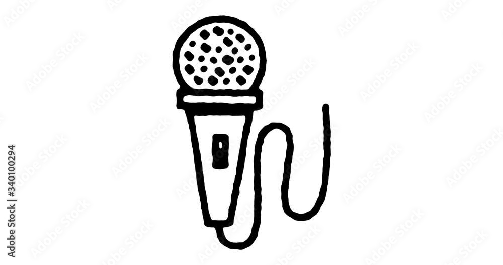 Poster hand drawn doodle icon animation for media and entertainment to use as video design element. minimal