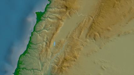 Bekaa, Lebanon - outlined. Physical