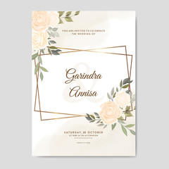 
Beautiful floral frame wedding invitation card template Premium Vector
