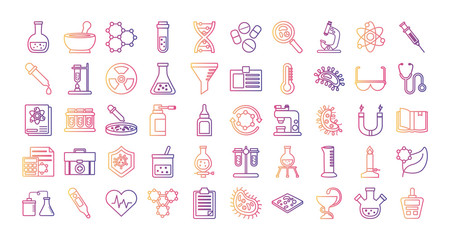 bundle of Covid19 investigacion set icons