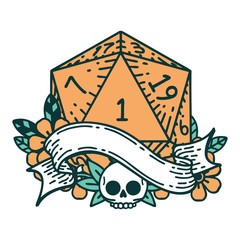 natural one d20 dice roll illustration