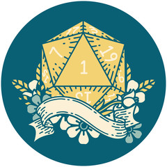 natural one d20 dice roll illustration