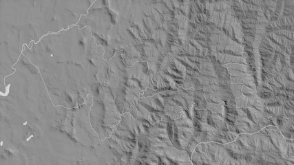Mafeteng, Lesotho - outlined. Grayscale
