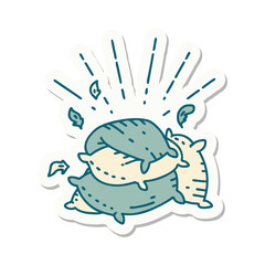 sticker of tattoo style pile of pillows