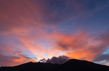 Fototapeta na wymiar Colorful sky above the Pichincha Volcano at Sunset, Quito, Ecuador.